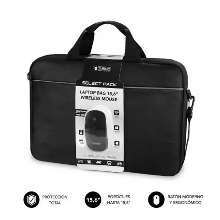 Briefcase + Wireless Mouse Subblim Select Pack for Laptops up to 15.6'/ Strap for Trolley/ Black - Image 1